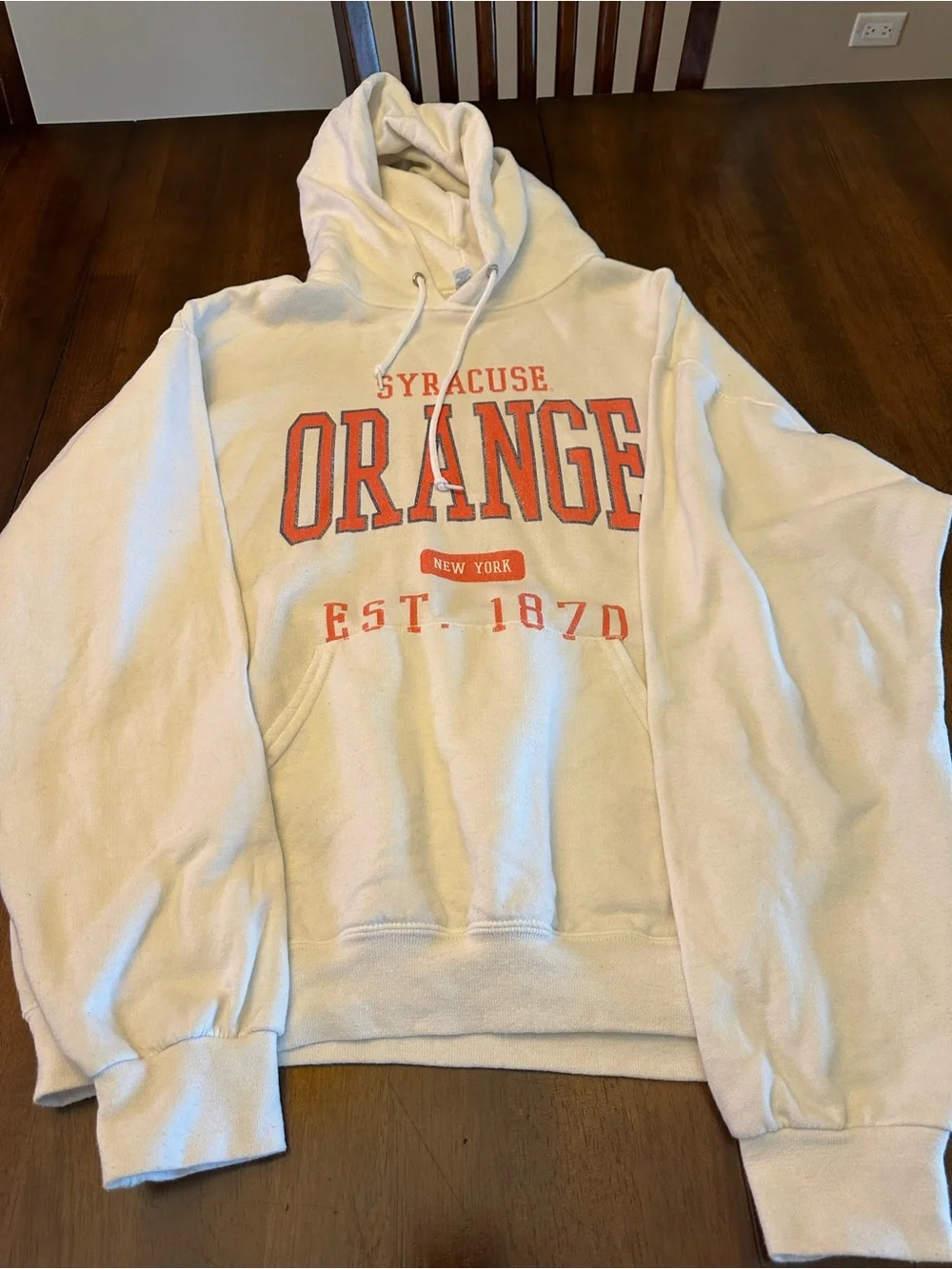 Syracuse Orange Hooded Sweatshirt - Cream with Orange Logo